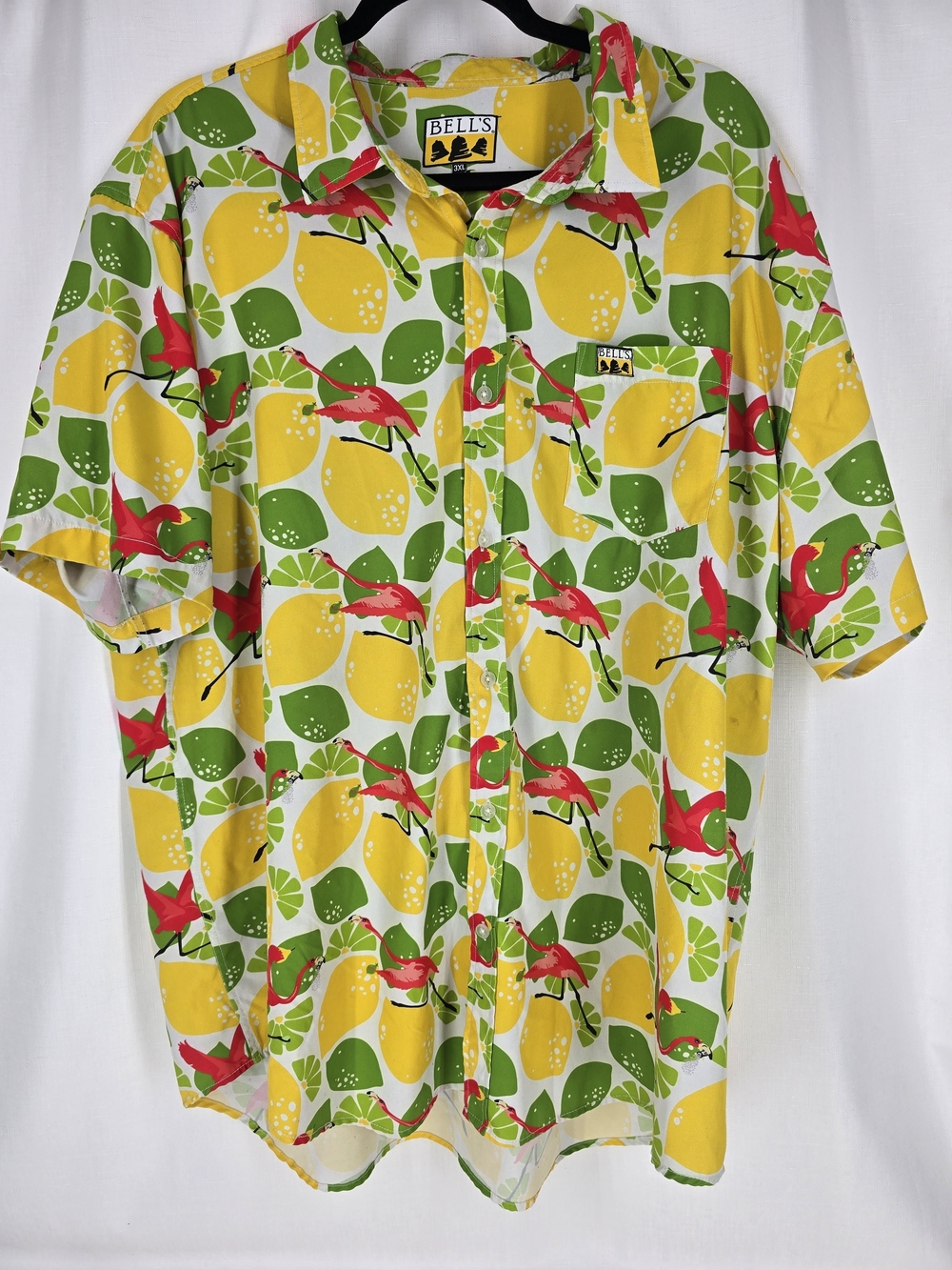 Bell's Men’s Yellow Lemon Print Short-Sleeve Button-Down Shirt